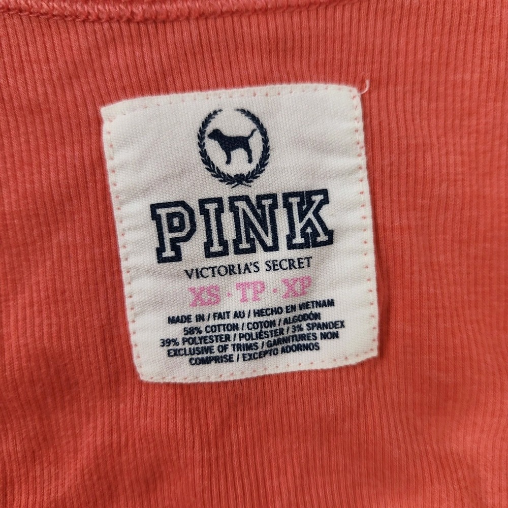 PINK Victoria's Secret XS Coral Ribbed Racerback Tank Top Stretch Y2K Casual Dog - Picture 5 of 6